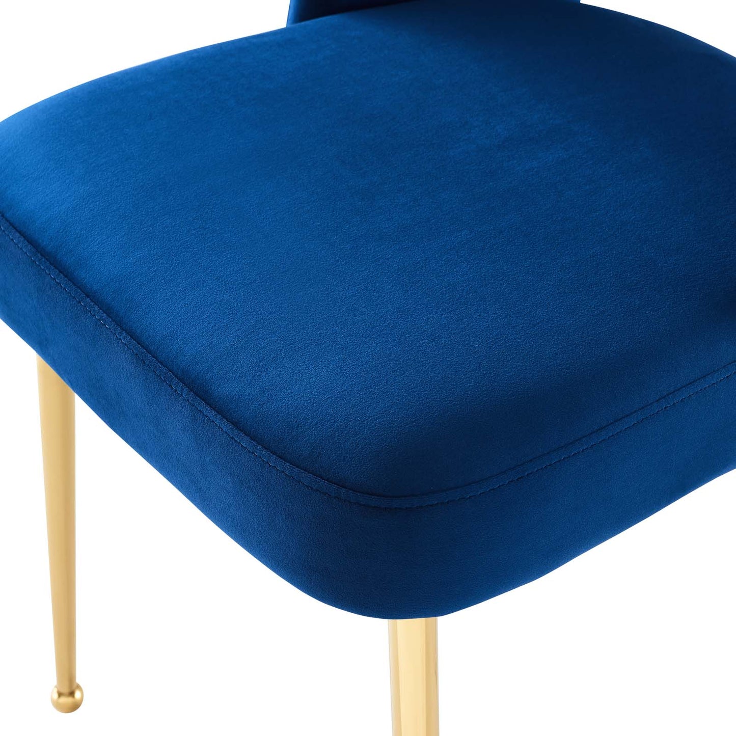 Rouse Dining Room Side Chair, Velvet Fabric Metal Steel, Navy Blue, 18031