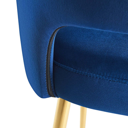 Rouse Dining Room Side Chair, Velvet Fabric Metal Steel, Navy Blue, 18031