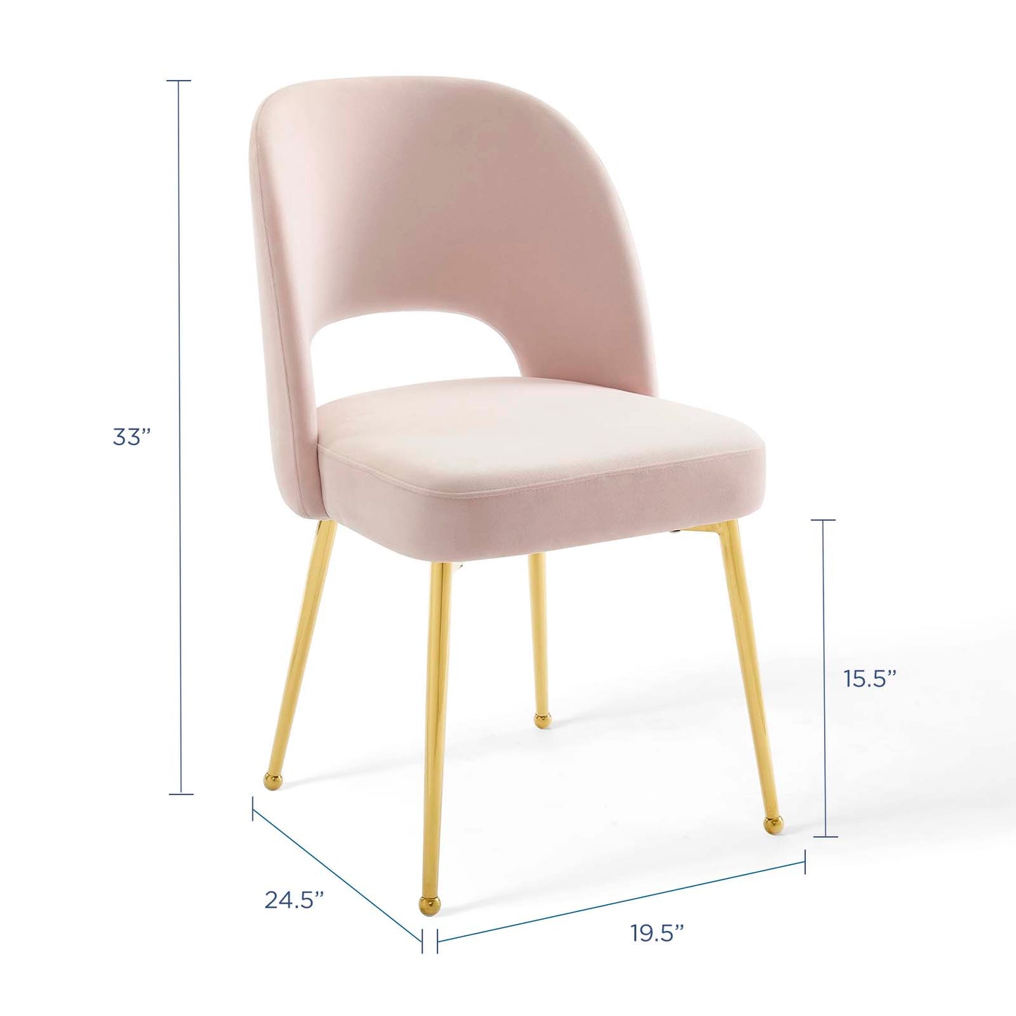 Rouse Dining Room Side Chair, Velvet, Metal Steel, Pink, 18565