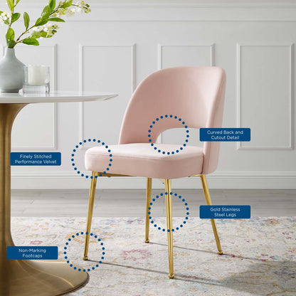 Rouse Dining Room Side Chair, Velvet, Metal Steel, Pink, 18565