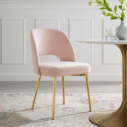 Rouse Dining Room Side Chair, Velvet, Metal Steel, Pink, 18565