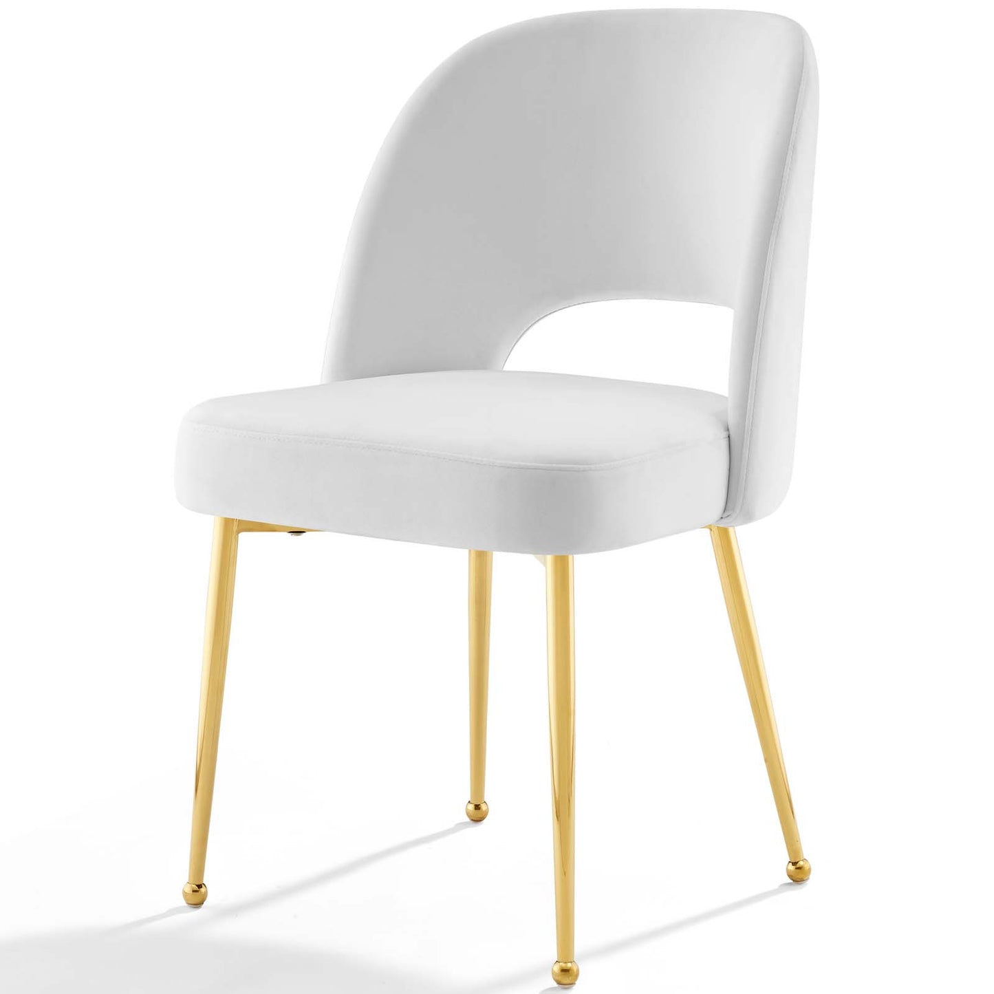 Rouse Dining Room Side Chair, Velvet Fabric Metal Steel, White, 18032