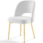 Rouse Dining Room Side Chair, Velvet Fabric Metal Steel, White, 18032