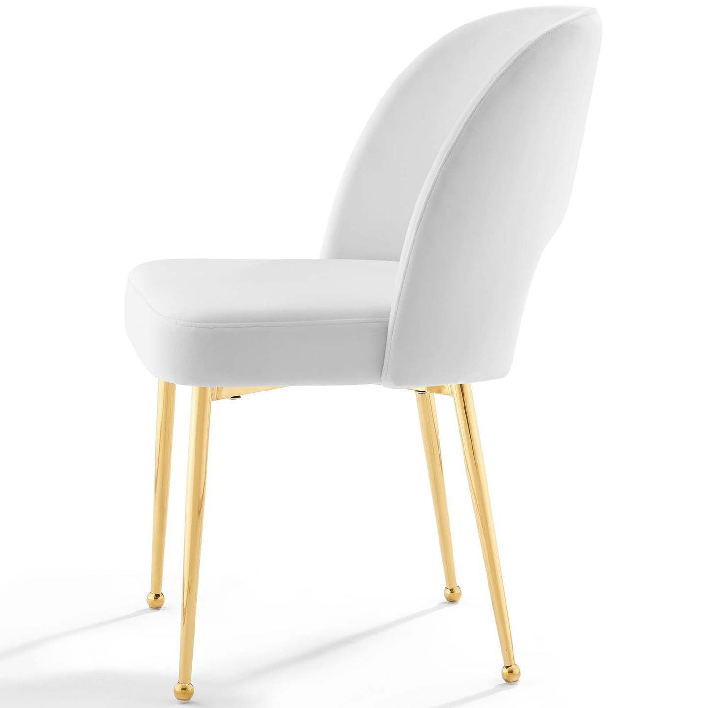 Rouse Dining Room Side Chair, Velvet Fabric Metal Steel, White, 18032