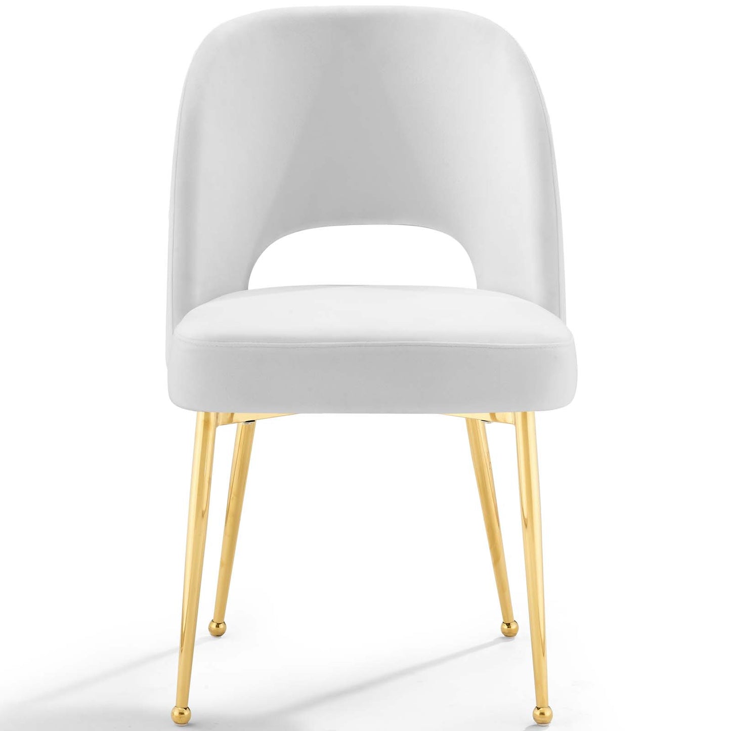Rouse Dining Room Side Chair, Velvet Fabric Metal Steel, White, 18032