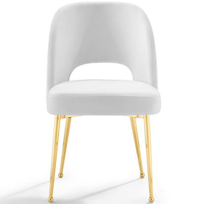 Rouse Dining Room Side Chair, Velvet Fabric Metal Steel, White, 18032