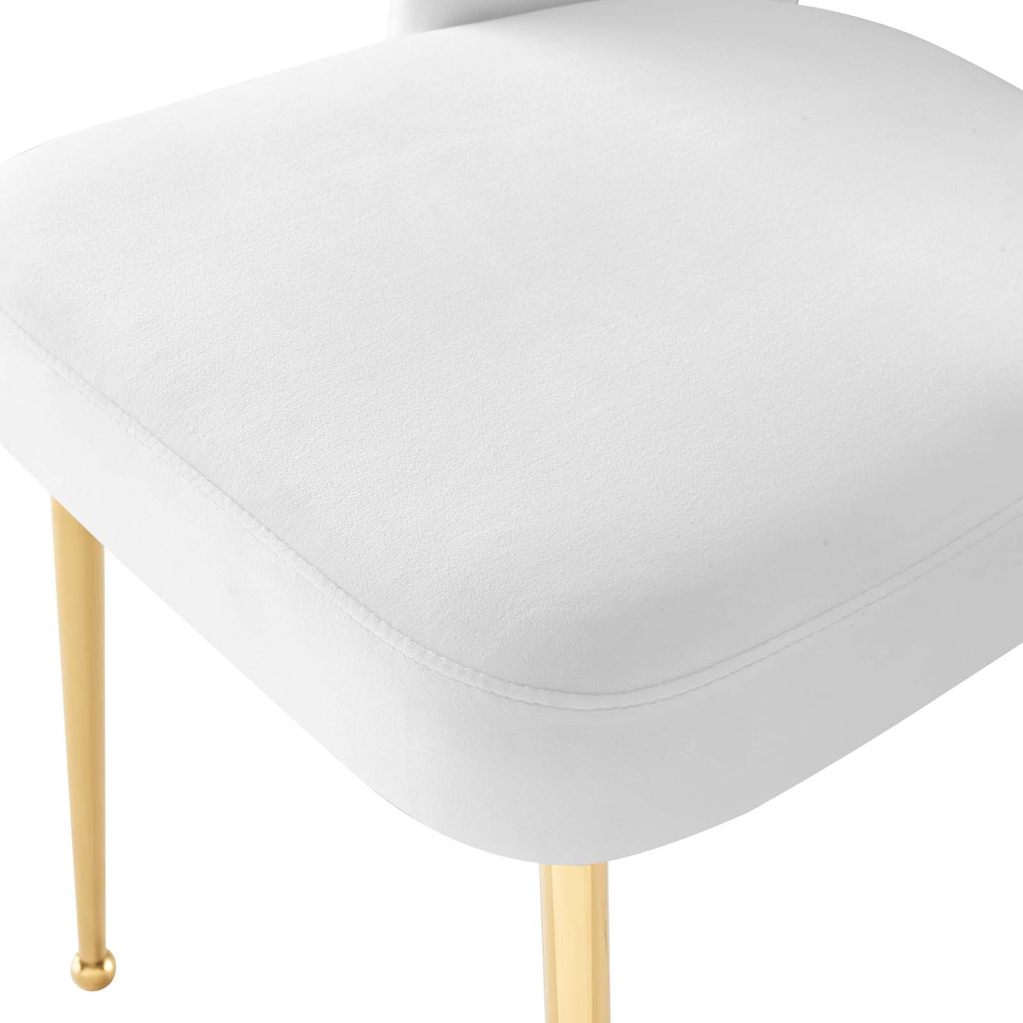 Rouse Dining Room Side Chair, Velvet Fabric Metal Steel, White, 18032