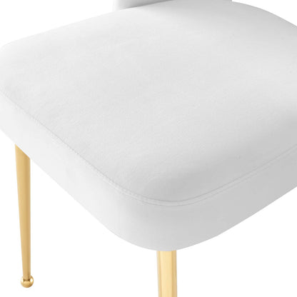 Rouse Dining Room Side Chair, Velvet Fabric Metal Steel, White, 18032