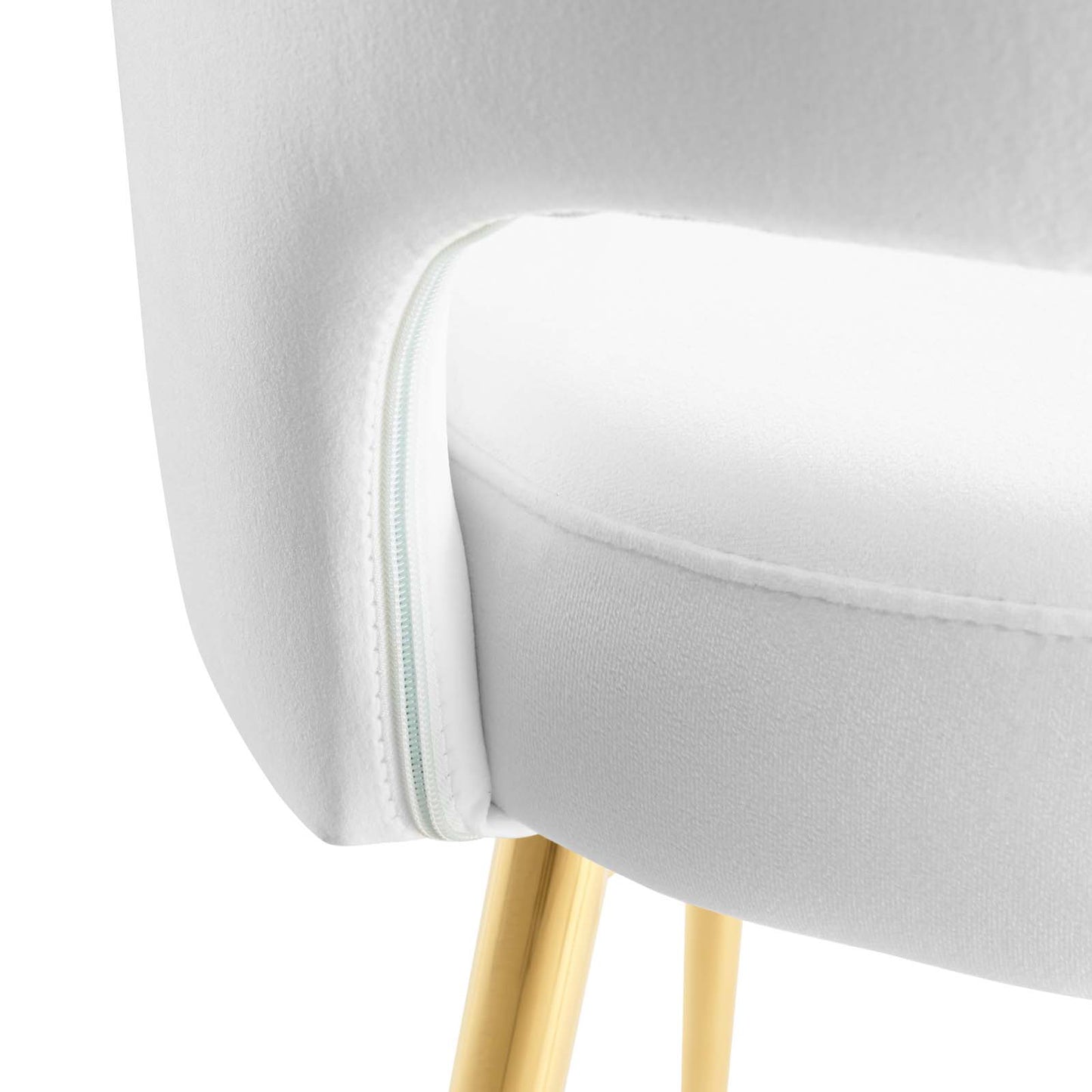 Rouse Dining Room Side Chair, Velvet Fabric Metal Steel, White, 18032