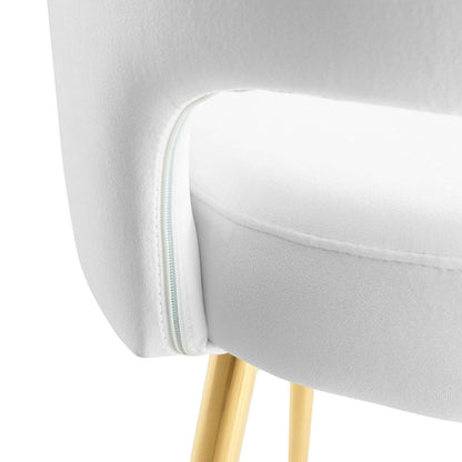 Rouse Dining Room Side Chair, Velvet Fabric Metal Steel, White, 18032
