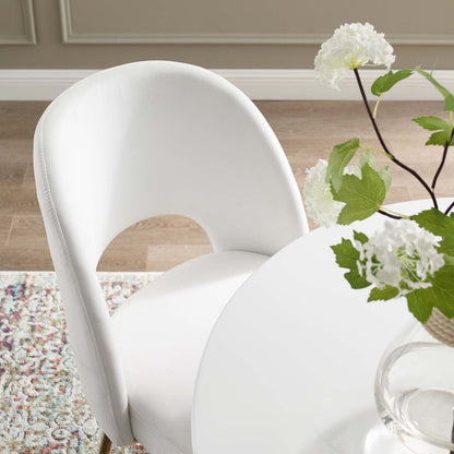Rouse Dining Room Side Chair, Velvet Fabric Metal Steel, White, 18032