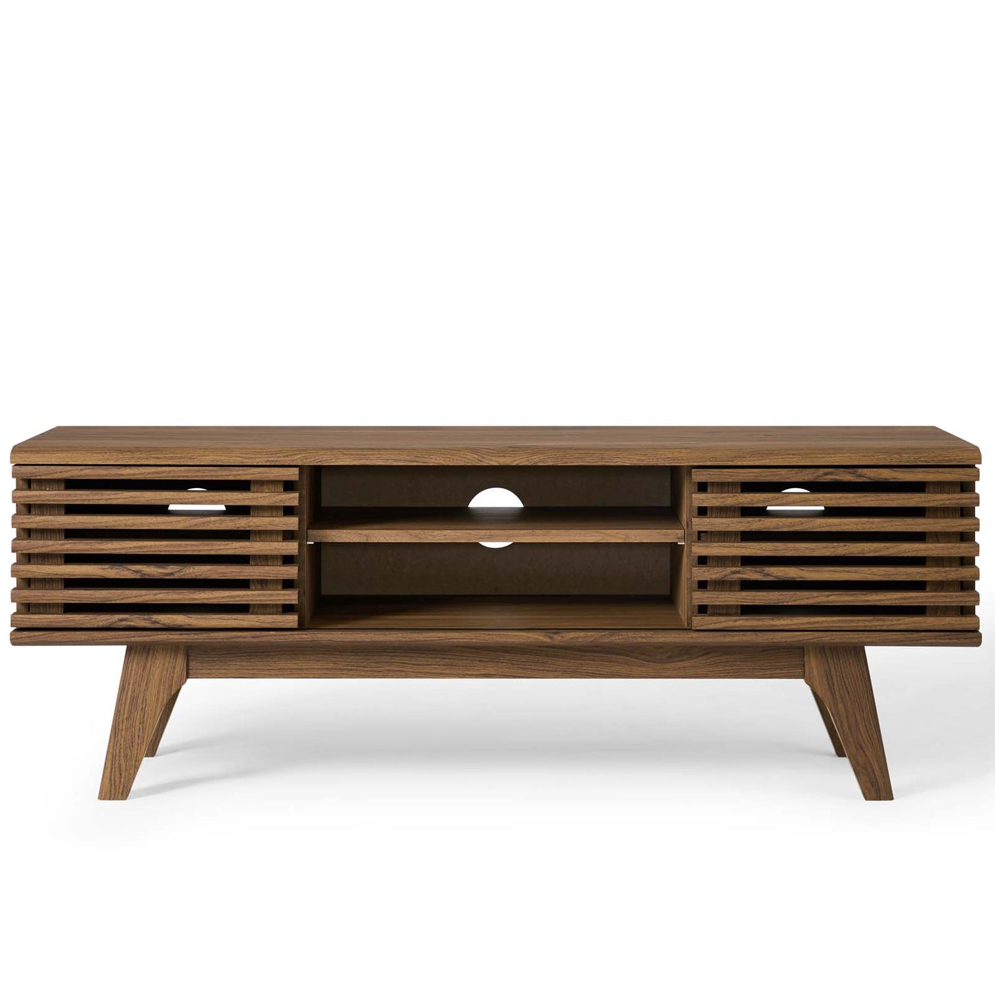 Render 46" Media Console TV Stand, Wood, Natural Walnut Brown, 18084