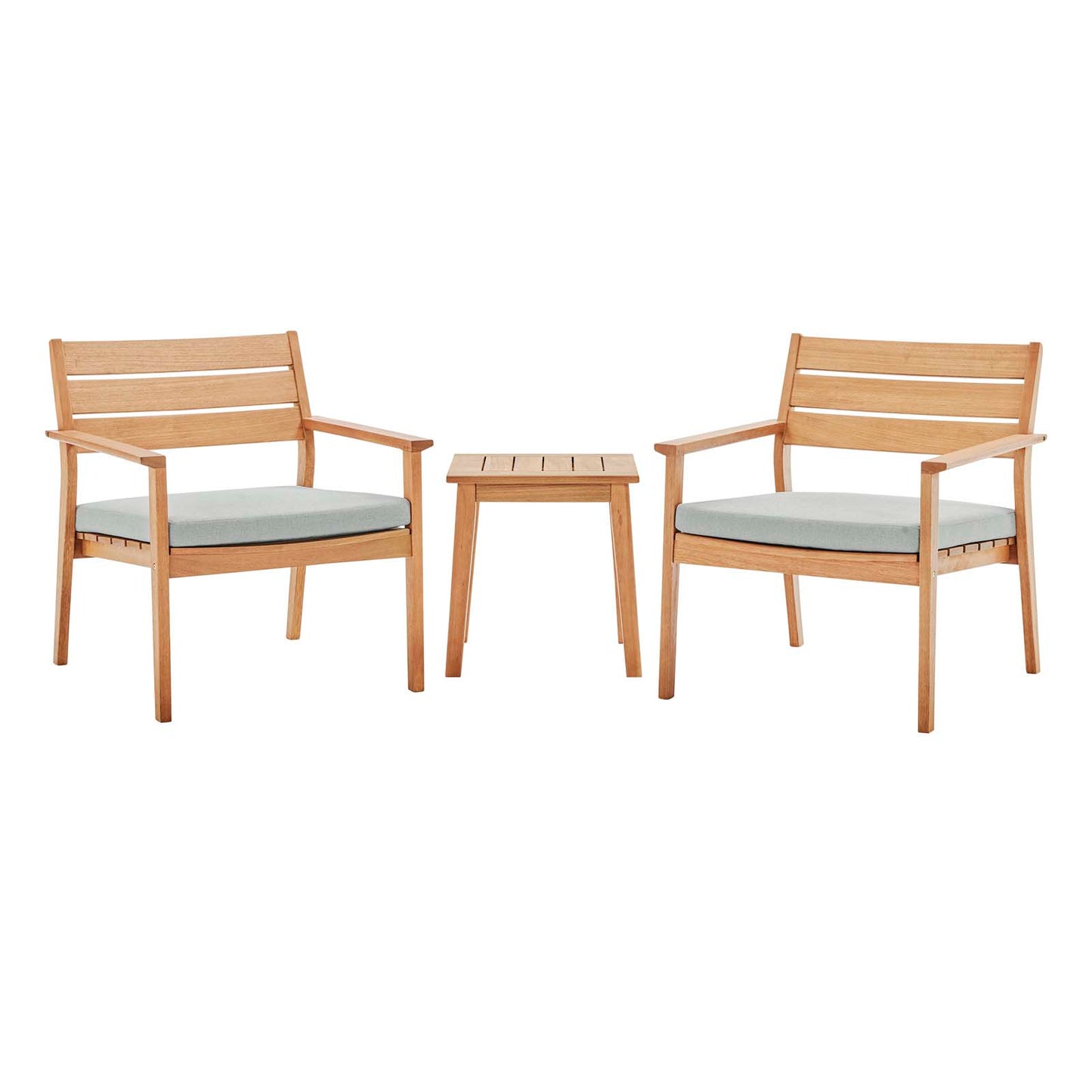 Breton 3 Piece Outdoor Patio Ash Wood Set, Wood, Brown Natural Taupe Gray, 18571