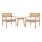 Breton 3 Piece Outdoor Patio Ash Wood Set, Wood, Brown Natural Taupe Gray, 18571