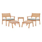 Breton 5 Piece Outdoor Patio Ash Wood Set, Wood, Brown Natural Taupe Gray, 18572