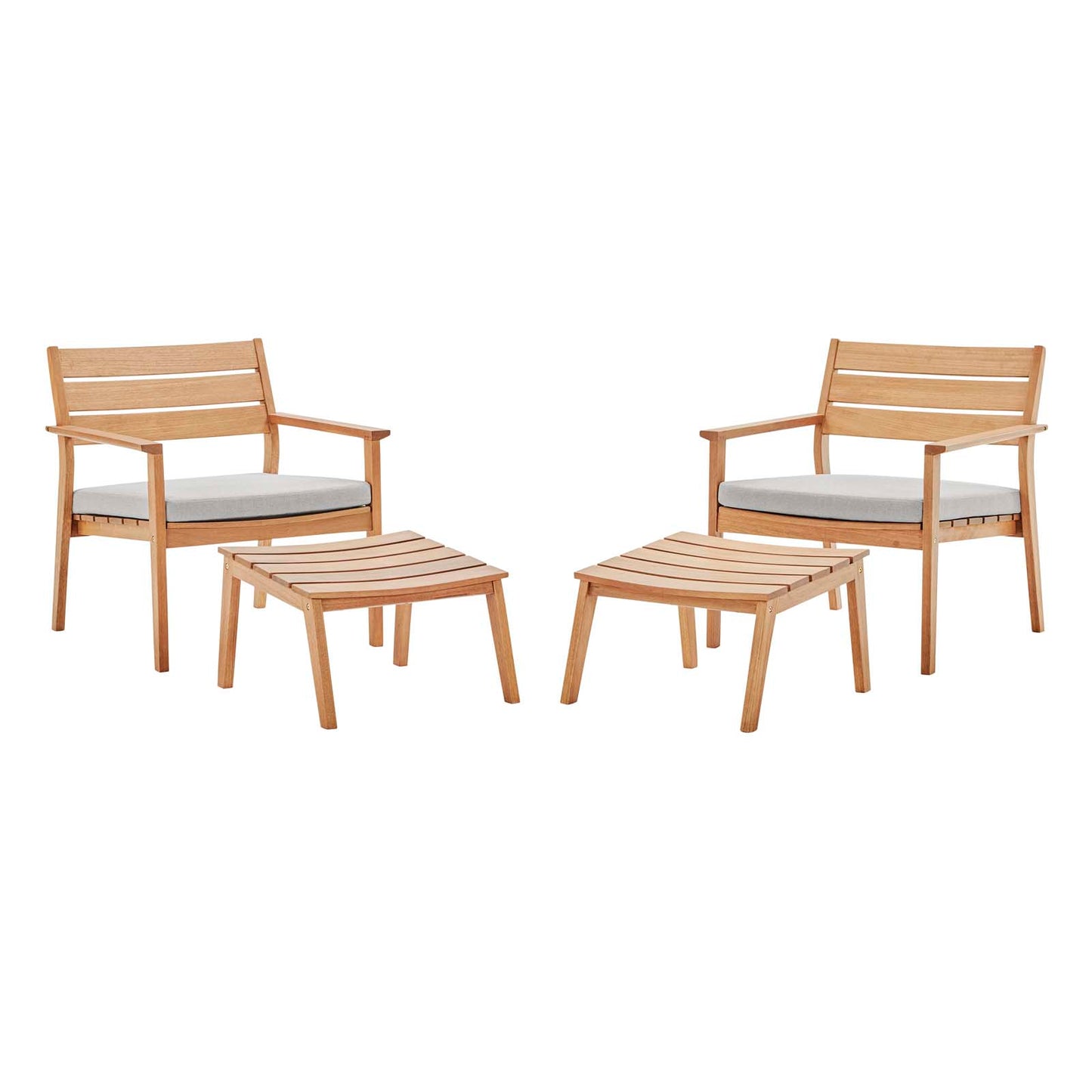 Breton 4 Piece Outdoor Patio Ash Wood Set, Wood, Brown Natural Taupe Gray, 18573