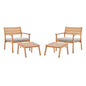 Breton 4 Piece Outdoor Patio Ash Wood Set, Wood, Brown Natural Taupe Gray, 18573