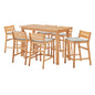 Riverlake 7 Piece Outdoor Patio Ash Wood Bar Set, Wood, Brown Natural Taupe Gray, 18575