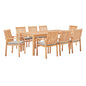 Farmstay 9 Piece Outdoor Patio Teak Wood Dining Set, Wood, Brown Natural Taupe Gray, 18576