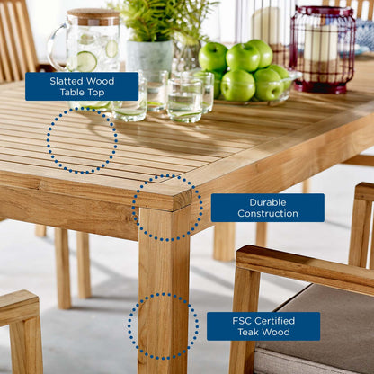 Farmstay 9 Piece Outdoor Patio Teak Wood Dining Set, Wood, Brown Natural Taupe Gray, 18576