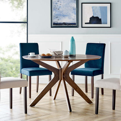 Crossroads 47" Round Wood Dining Table, Wood, Brown Walnut, 18578