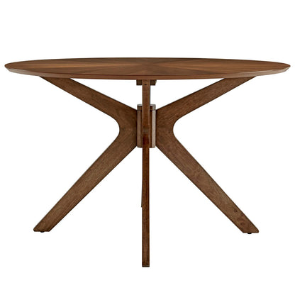 Crossroads 47" Round Wood Dining Table, Wood, Brown Walnut, 18578