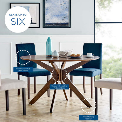 Crossroads 47" Round Wood Dining Table, Wood, Brown Walnut, 18578