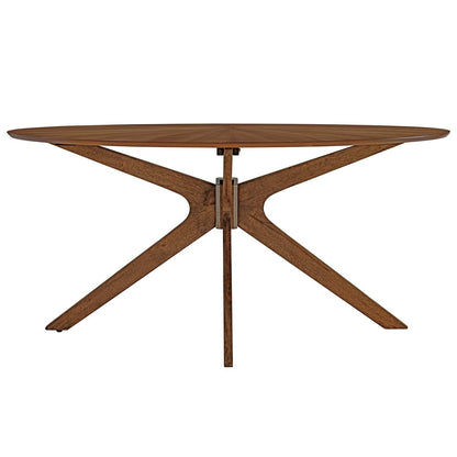 Crossroads 63" Oval Wood Dining Table, Wood, Brown Walnut, 18579