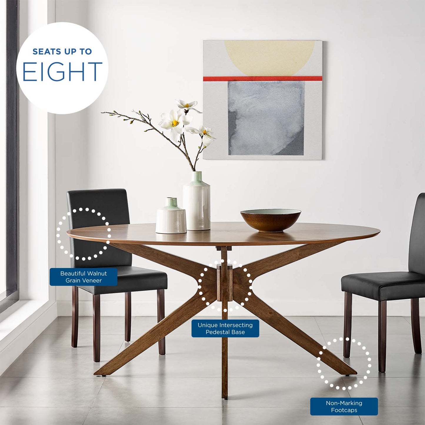 Crossroads 63" Oval Wood Dining Table, Wood, Brown Walnut, 18579