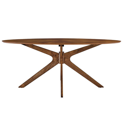 Crossroads 71" Oval Wood Dining Table, Wood, Brown Walnut, 18580