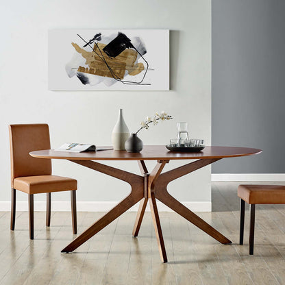 Crossroads 71" Oval Wood Dining Table, Wood, Brown Walnut, 18580