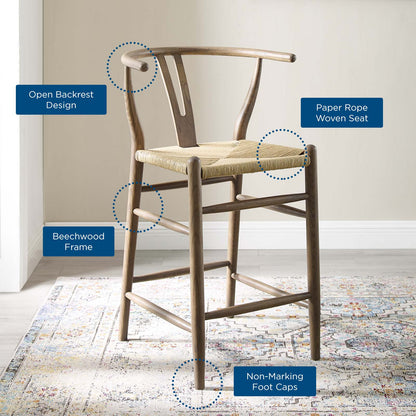 Amish Wood Counter Stool, Wood, Grey Gray, 18581