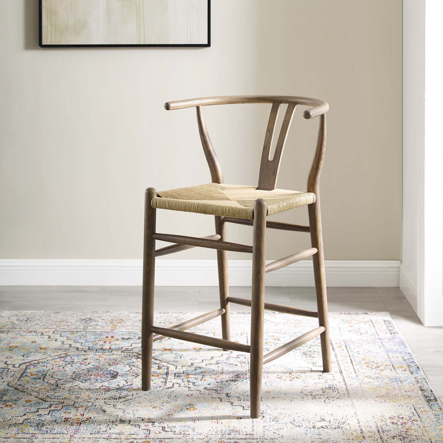 Amish Wood Counter Stool, Wood, Grey Gray, 18581