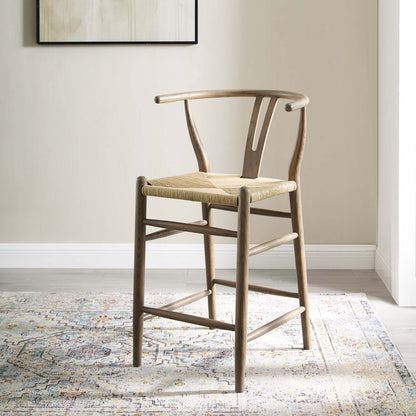 Amish Wood Counter Stool, Wood, Grey Gray, 18581