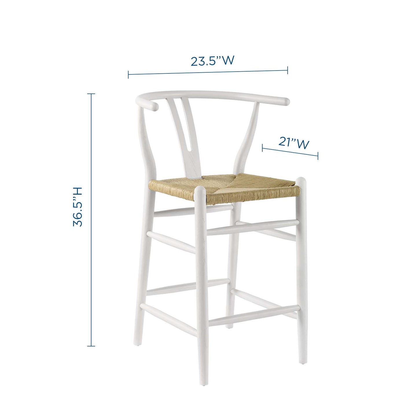 Amish Wood Counter Stool, Wood, White, 18582