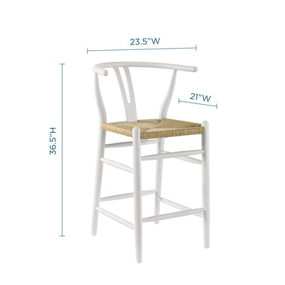 Amish Wood Counter Stool, Wood, White, 18582