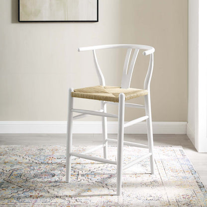 Amish Wood Counter Stool, Wood, White, 18582