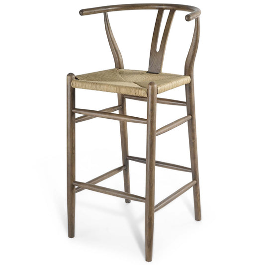 Amish Wood Bar Stool, Wood, Grey Gray, 18583