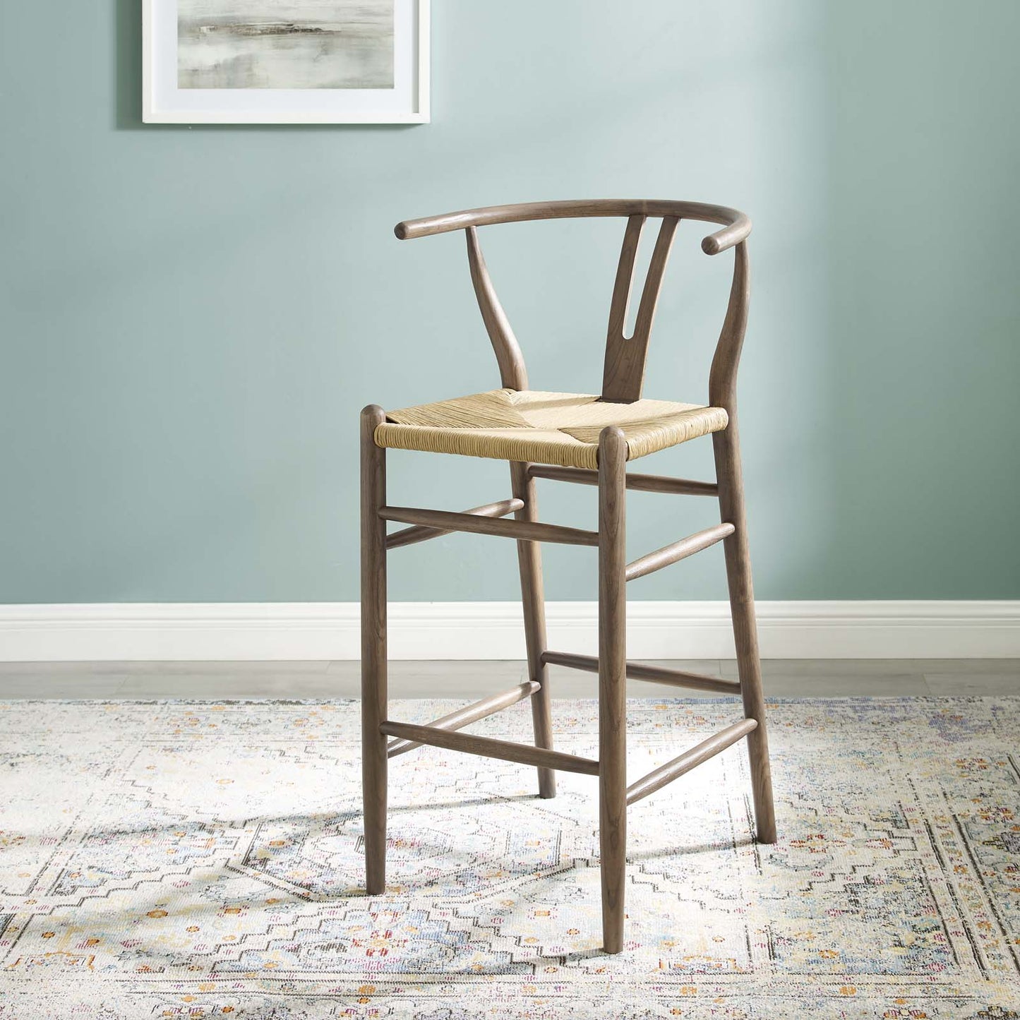 Amish Wood Bar Stool, Wood, Grey Gray, 18583