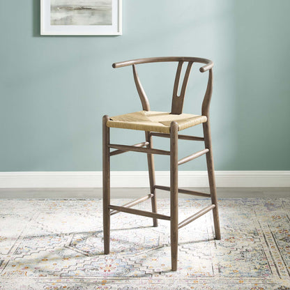 Amish Wood Bar Stool, Wood, Grey Gray, 18583