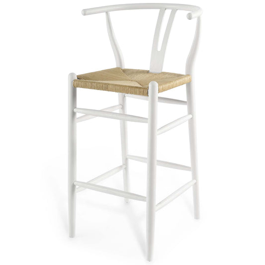 Amish Wood Bar Stool, Wood, White, 18584