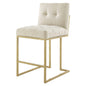 Privy Gold Stainless Steel Upholstered Fabric Counter Stool, Fabric, Metal Steel, Gold Beige, 18586