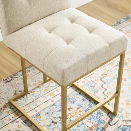 Privy Gold Stainless Steel Upholstered Fabric Counter Stool, Fabric, Metal Steel, Gold Beige, 18586