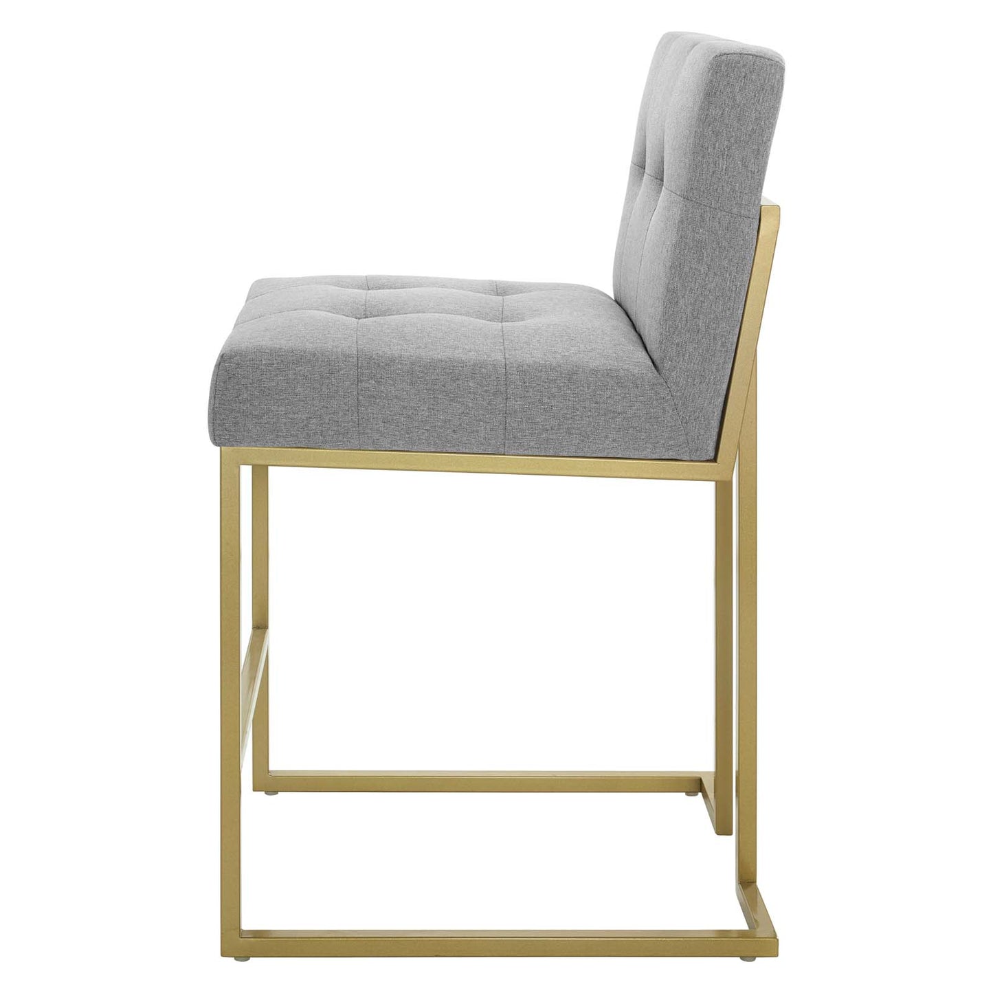 Privy Gold Stainless Steel Upholstered Fabric Counter Stool, Fabric, Metal Steel, Gold Light Grey Gray, 18587