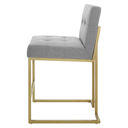 Privy Gold Stainless Steel Upholstered Fabric Counter Stool, Fabric, Metal Steel, Gold Light Grey Gray, 18587