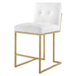 Privy Gold Stainless Steel Upholstered Fabric Counter Stool, Fabric, Metal Steel, Gold White, 18588