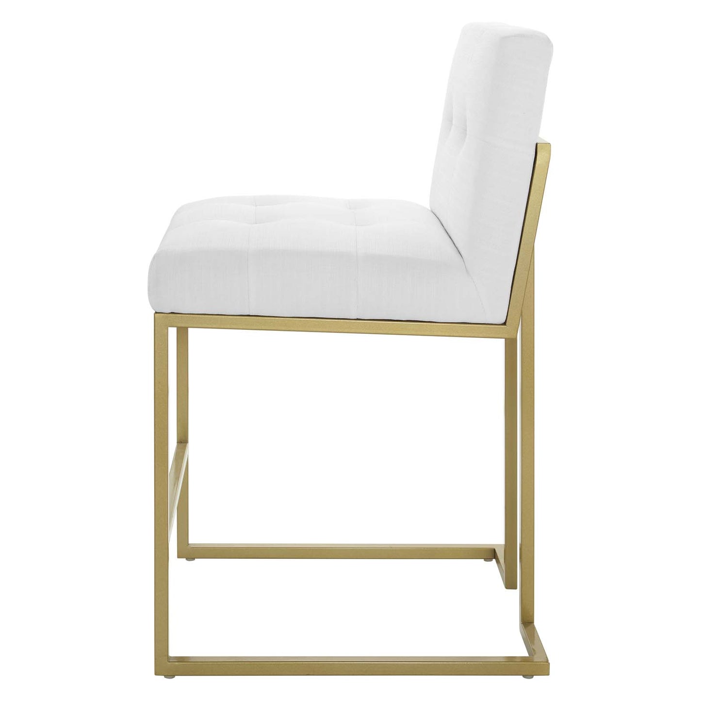 Privy Gold Stainless Steel Upholstered Fabric Counter Stool, Fabric, Metal Steel, Gold White, 18588