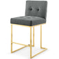 Privy Gold Stainless Steel Performance Velvet Counter Stool, Velvet, Metal Steel, Gold Grey Gray, 18589