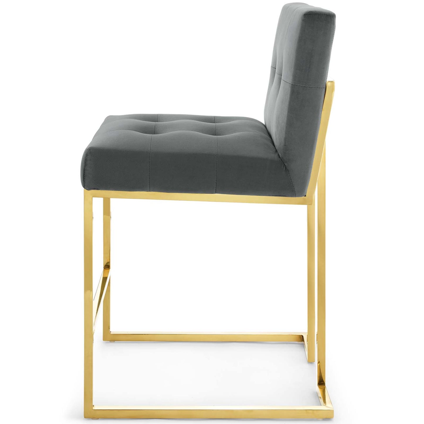 Privy Gold Stainless Steel Performance Velvet Counter Stool, Velvet, Metal Steel, Gold Grey Gray, 18589