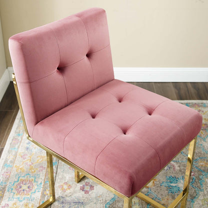 Privy Gold Stainless Steel Performance Velvet Counter Stool, Velvet, Metal Steel, Gold Pink, 18590